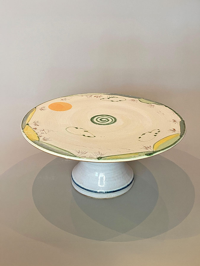 Kuchenplatte Tortenplatte mit Keramik Oderbruch Dekor