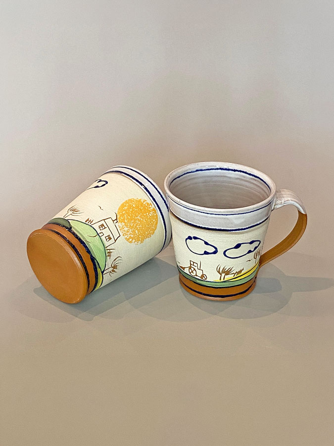 Tasse Trinktasse mit Keramik Oderbruch Dekor